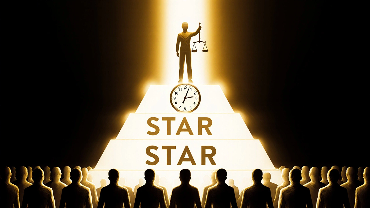 Glowing STAR pyramid rising from a crowd, symbolizing clear, fair hiring in public sector jobs.