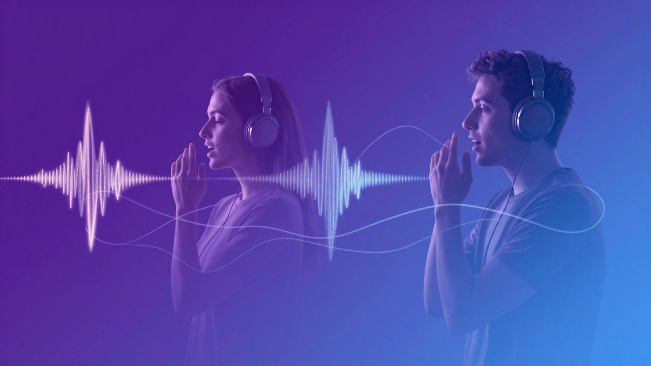 An artistic depiction of a person using the shadowing technique with a shimmering light figure mimicking them.