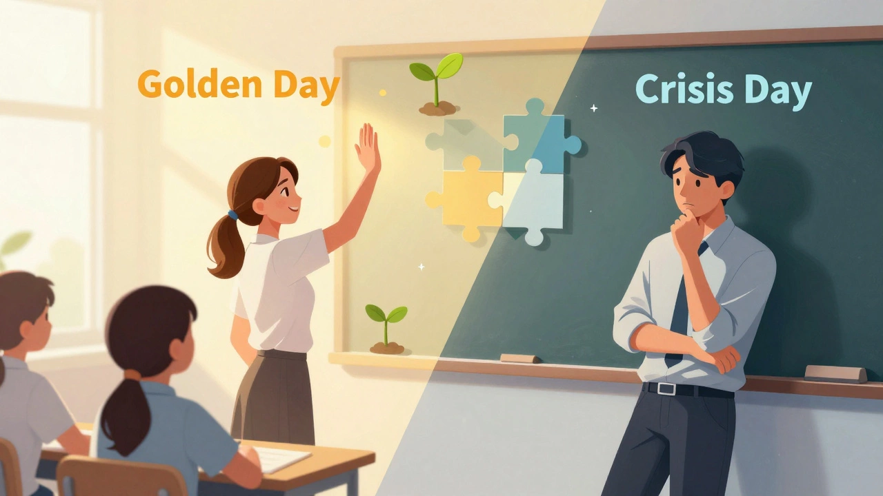 Conceptual art showing the emotional highs and lows of a teacher's training journey.