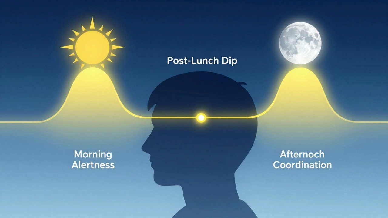 Abstract visualization of daily energy cycles and brain performance peaks