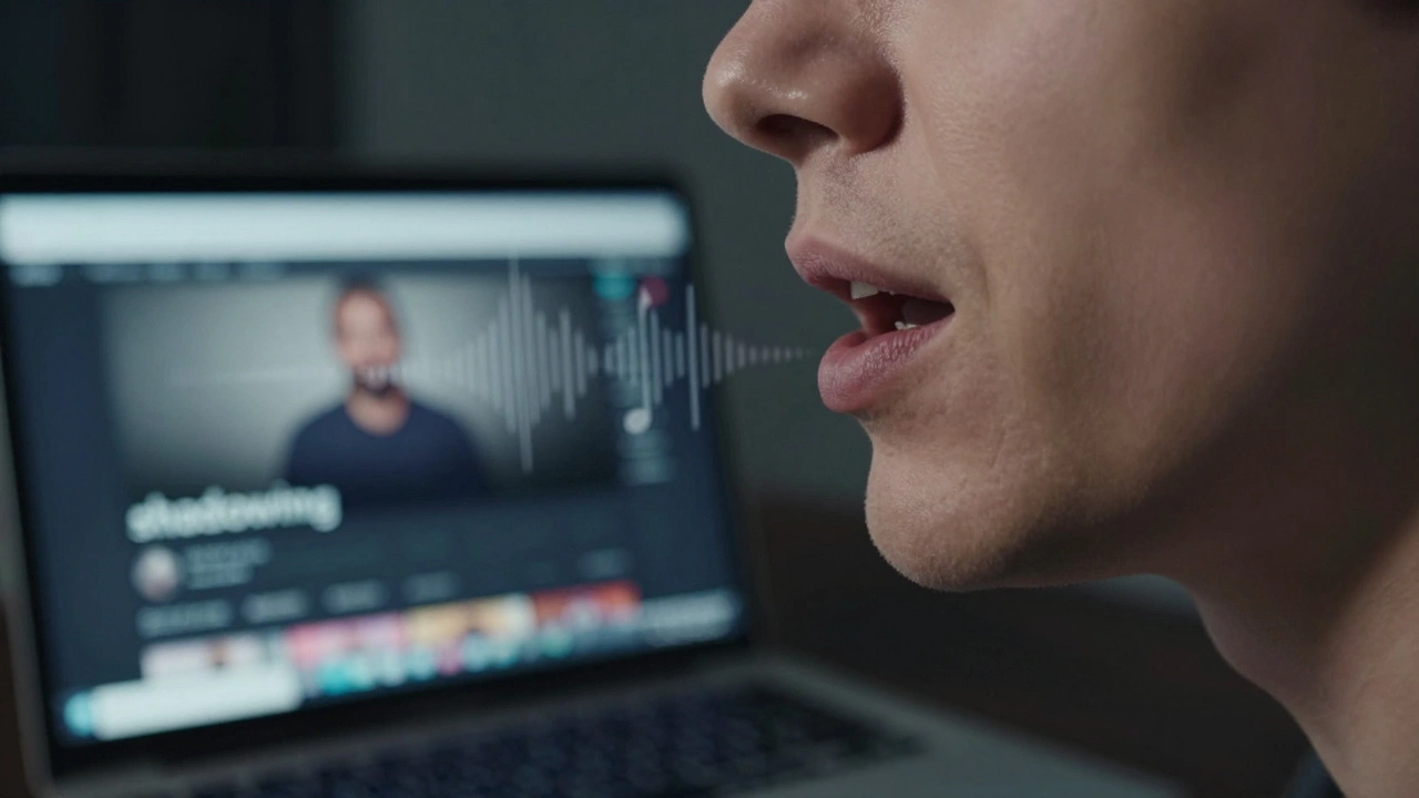 Close up of mouth speaking, visualizing shadowing technique
