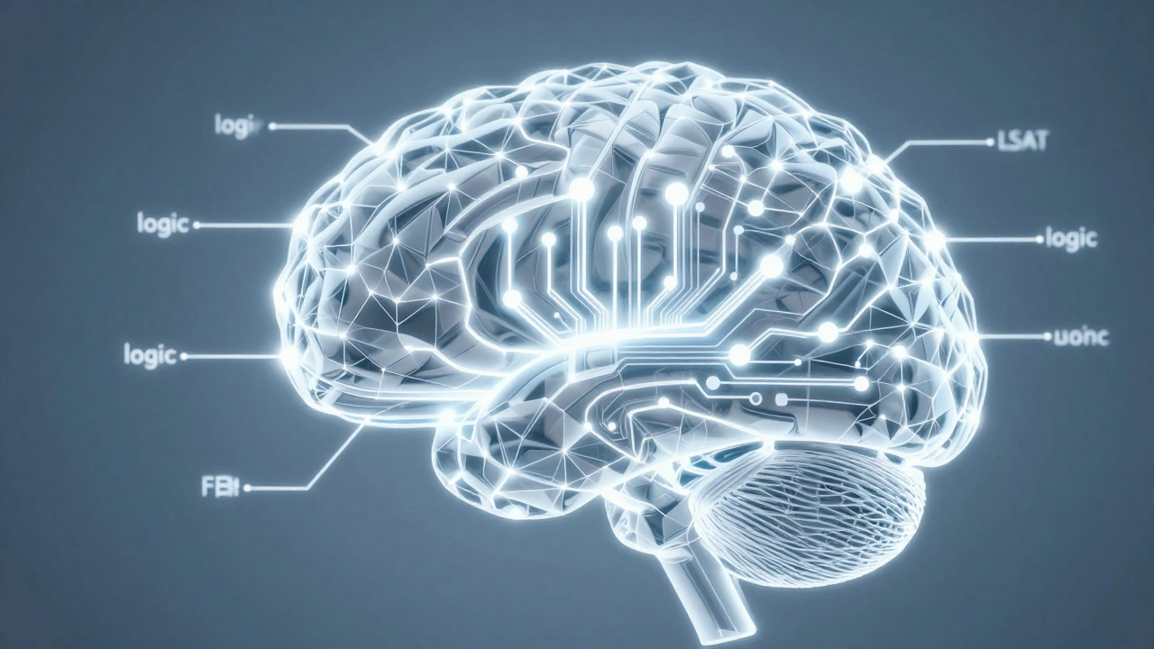 Abstract brain visualization showing logical reasoning circuits