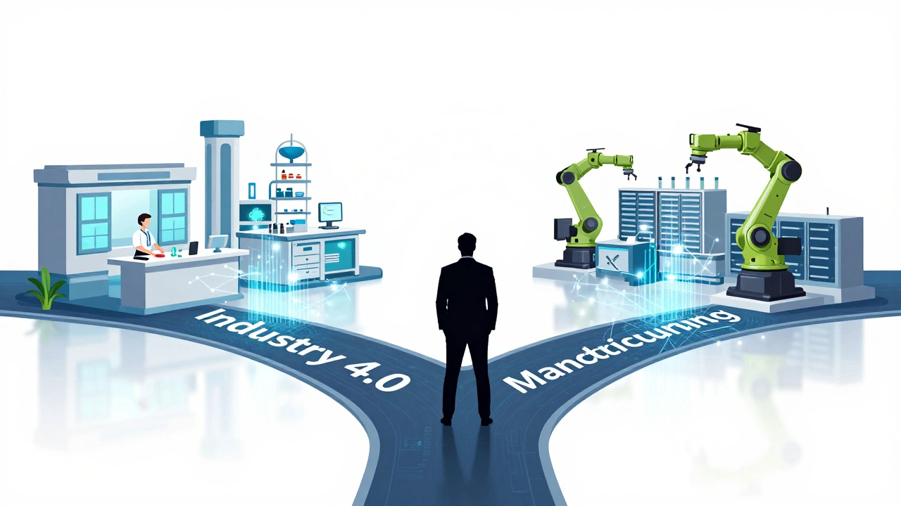 Illustration of MBA opportunities in healthcare and manufacturing
