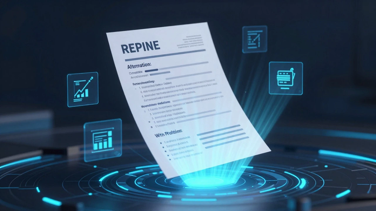 Conceptual art of a digital resume being scanned by AI technology