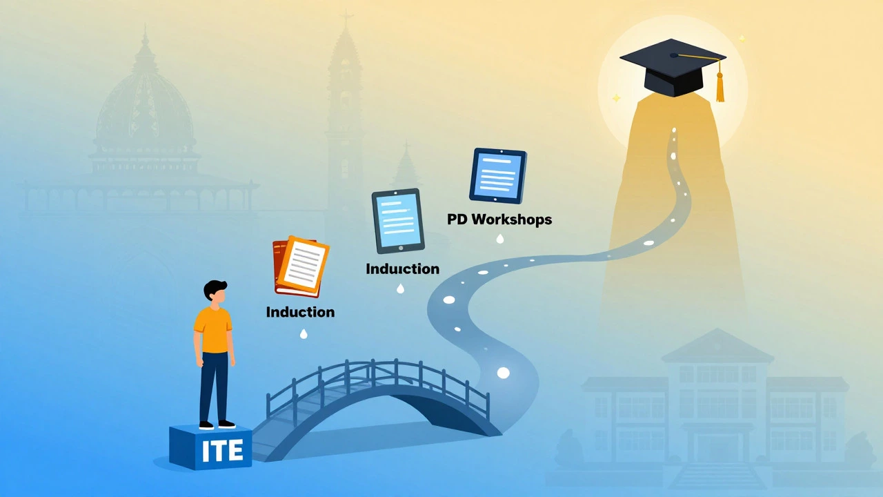 Illustration showing the progression of different teacher training stages