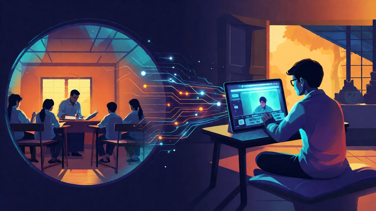 Conceptual art linking local classrooms with online learning platforms