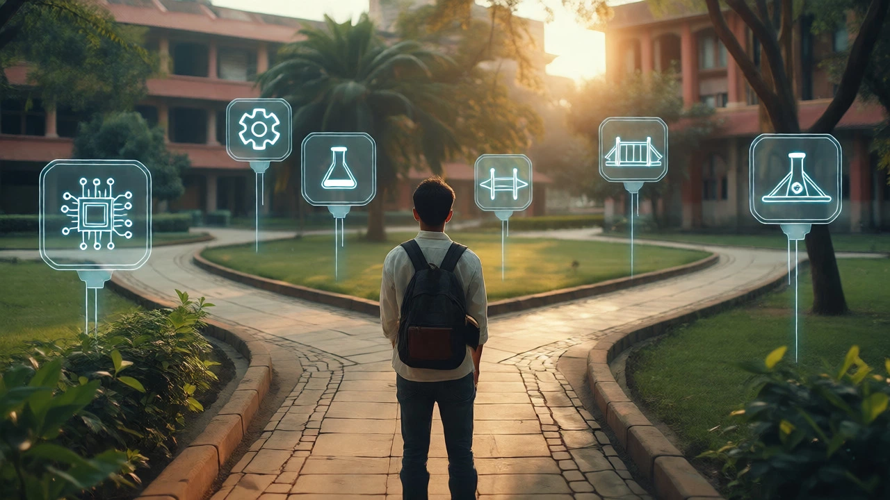 Student choosing an engineering path on campus