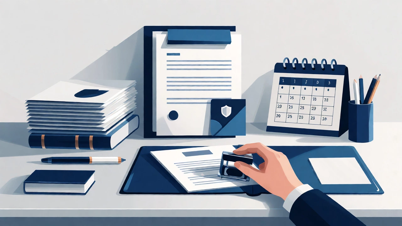 Desk with transcripts and documents for teacher certification