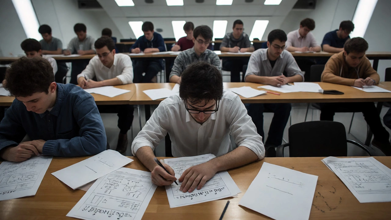 Undergraduates struggling with difficult problems during the Putnam Competition